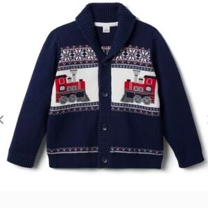 Janie and Jack Navy Sweater with Red Train Design
